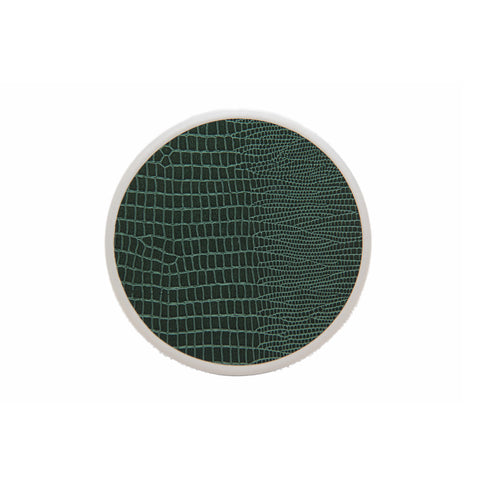 Faux Lizard Round Coaster Green