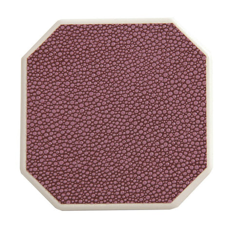 Hand Made Faux Shagreen Cut Corner Coaster Raspberry