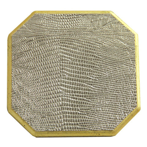 Faux Lizard Cut Corners Drink Coasters Gold