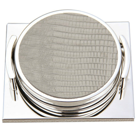 Faux Lizard Silver Plated Coasters set of 4 Antique White