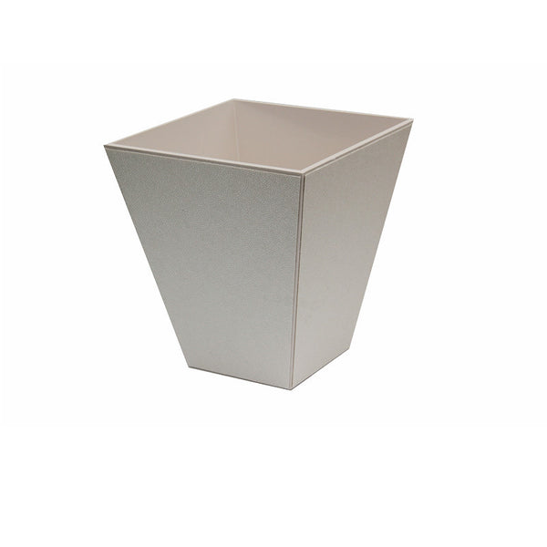 Hand Made Waste Paper Basket Faux Shagreen Cream