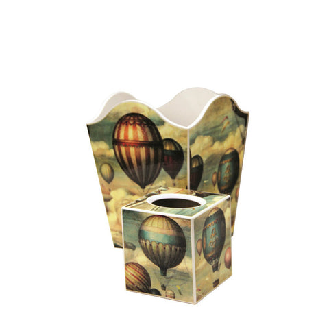 Waste Paper Basket and Boutiqe Tissue Box Set Vintage Balloon