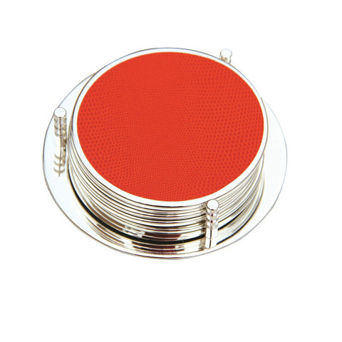 Hand Made Faux Orange Lizard Silver Plated Coasters Set of 6