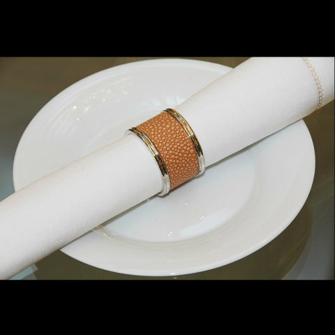 Silver Plated Napkin Ring Mustard Shagreen