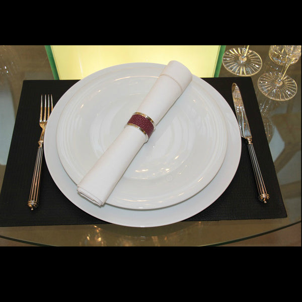 Silver Plated Napkin Ring Faux Shagreen Raspberry