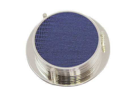 Faux Lizard Silver Plated Drink Coasters Set of 6 Blue